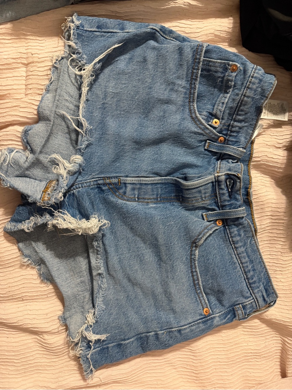 Women's Light Blue Distressed Denim Shorts